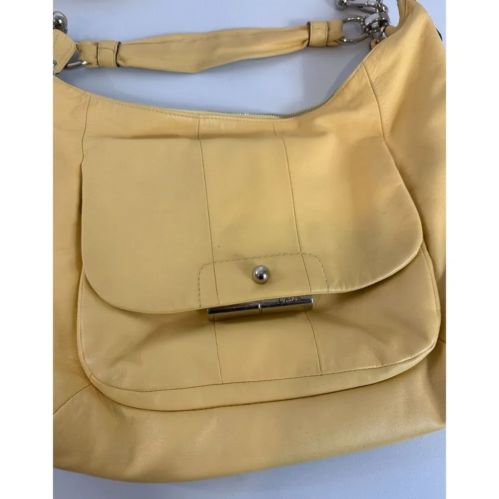 Coach Kristin Yellow Leather Hobo Style Shoulder Bag With Crossbody Strap 16787